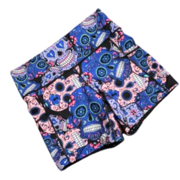 CVG Pants - NWOT CVG Consistently Varied Gear Sugar Skull Blue/Pink 5" Leg Shorts